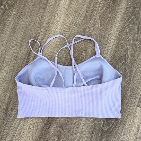 lululemon Lavender Strappy Ribbed Like a cloud Sport Long line Bra Size 10 - Picture 2 of 4